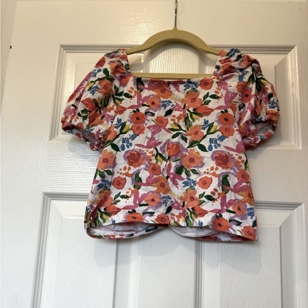 Zara girls floral short sleeve top size 10